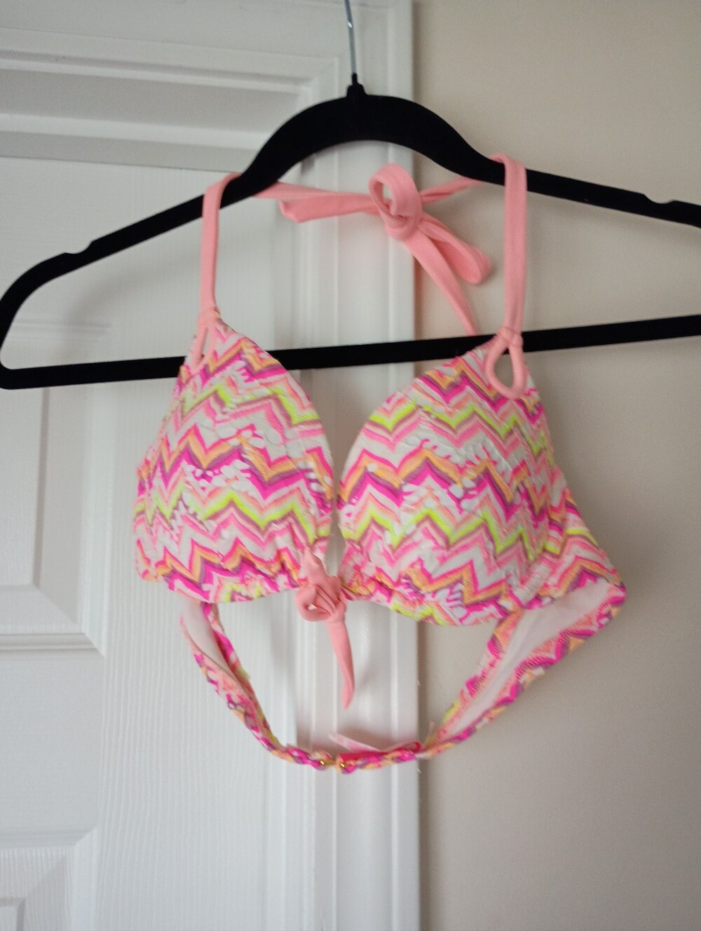 Victoria Secret Pink Chevron Halter One-Piece Swimsuit 34B